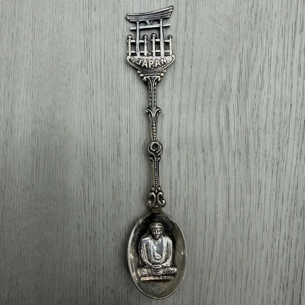 EPNS Japan Souvenir Spoon Torii Gate Finial Great Buddha Kamakura Bowl Vintage